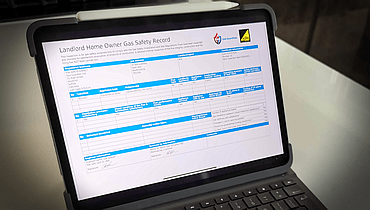 Digital gas safety certificate displayed on an iPad